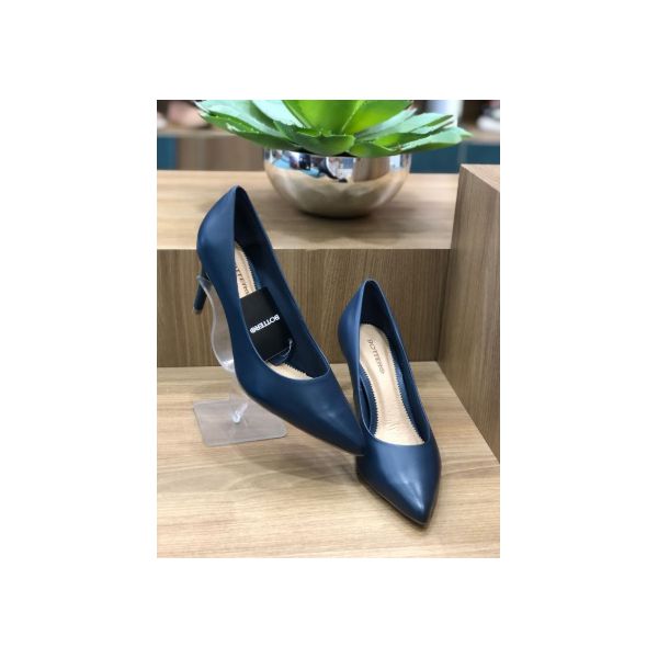 SAPATO SCARPIN COURO ATANADO MARINHO