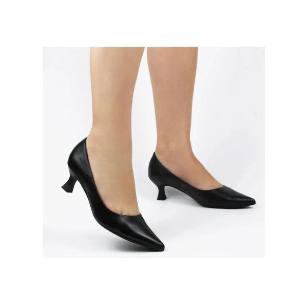 Sapato Feminino Scarpin Salto Baixo Couro