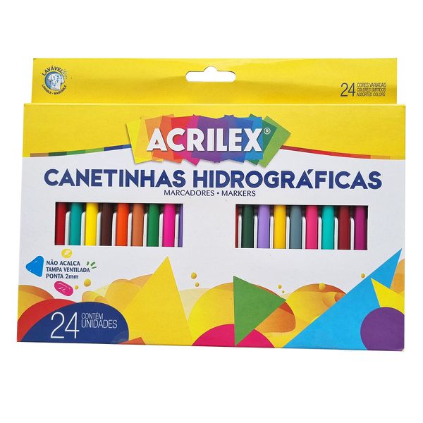 CANETINHA HIDROGRAFICA 24 CORES ACRILEX