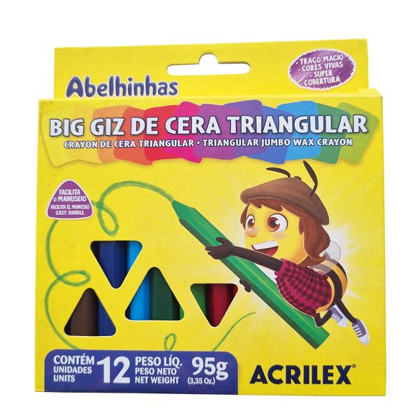 BIG GIZ TRIANGULAR C/12 CORES ACRILEX