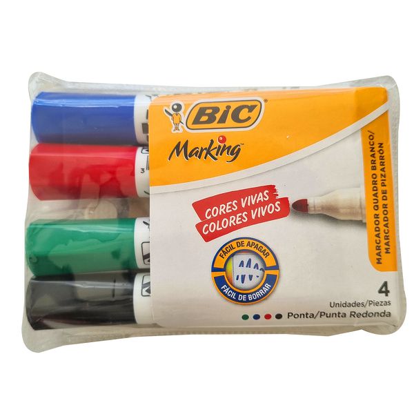 KIT BIC MARC. QUADRO BRANCO C/ 4 CORES