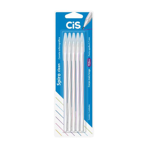 Caneta Esf Cis Spiro Clean 0,7MM Conjunto C/5 Cores