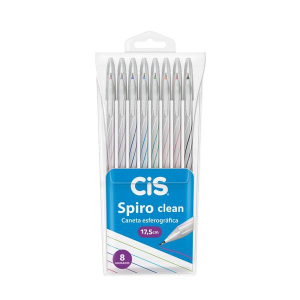 Caneta Esf Cis Spiro Clean0,7MM Conjunto C/8 Cores