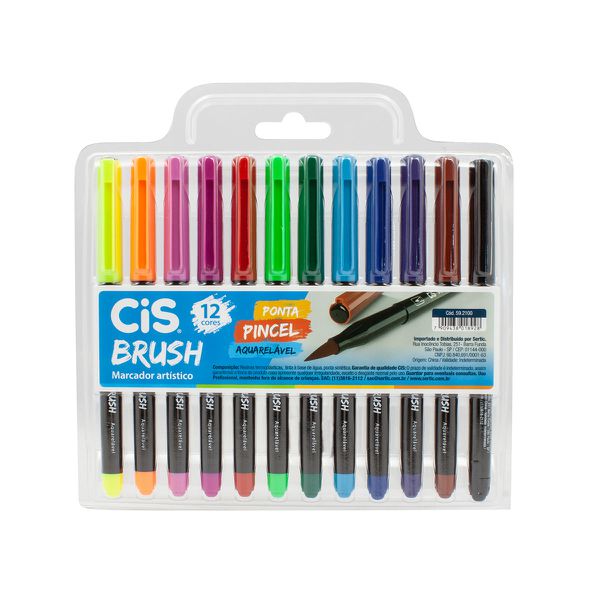 MARCADOR CIS BRUSH C/12 CORES