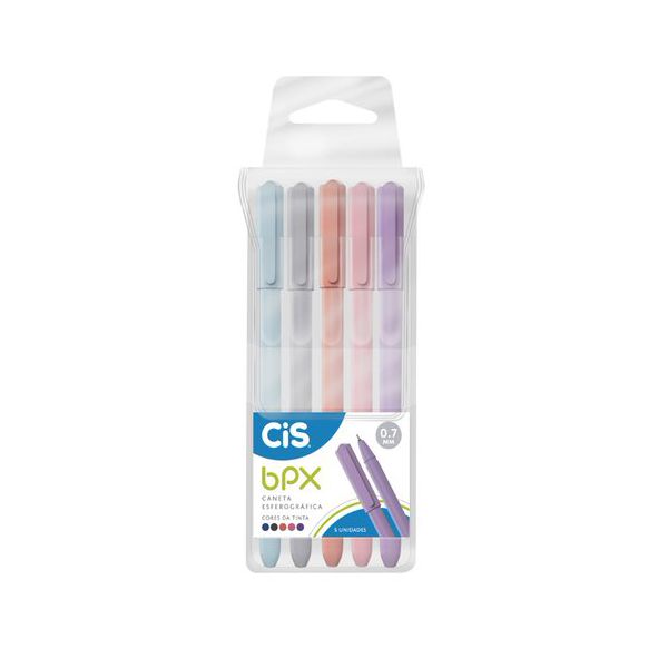 Caneta Esf BPX Ponta 0,7MM Estojo C/5 Cores