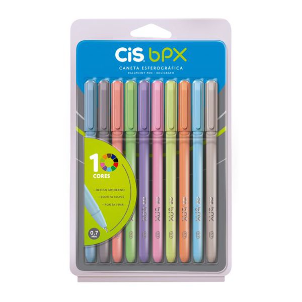 Caneta Esf BPX Ponta 0,7MM Estojo C/10 Cores