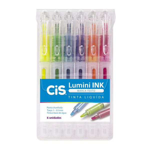 CIS LUMINI INK MARCA TEXTO EST C/6 CORES