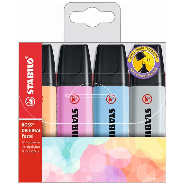 MARCA TEXTO STABILO BOSS ESTOJO C/4 PASTEL