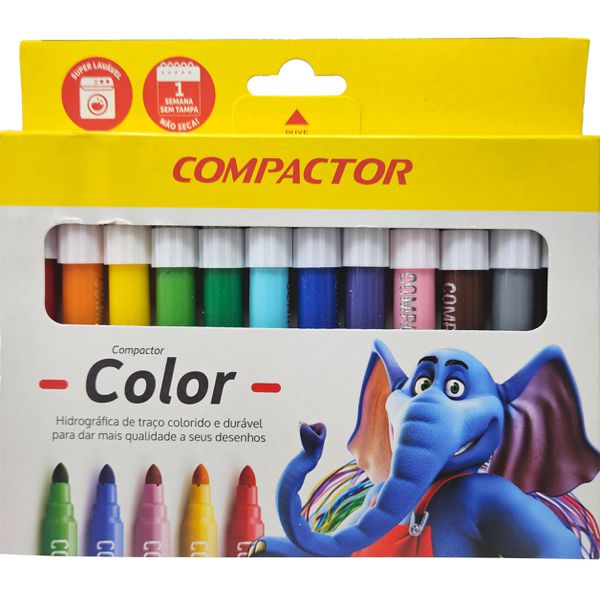 CANETA HIDROGRAFICA COLOR C/12 CORES COMPACTOR