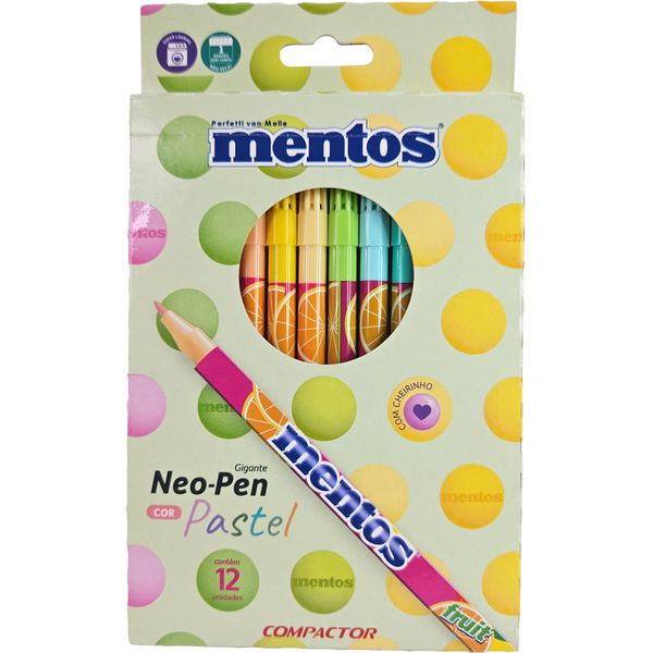HIDROGRÁFICA NEO-PEN GIGANTE MENTOS C/12 CORES PASTÉIS - COMPACTOR