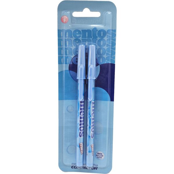 KIT 2 CANETAS ESFEROGRÁFICAS AZUIS MENTOS - COMPACTOR