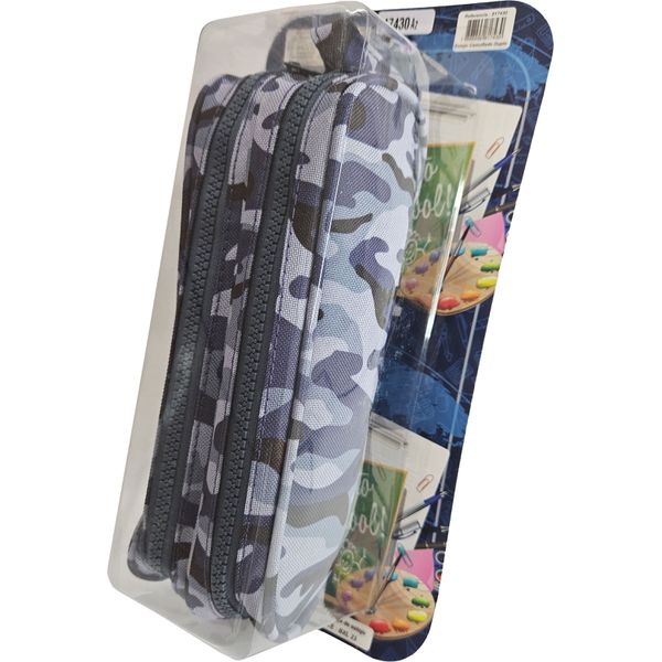 ESTOJO ESCOLAR CAMUFLADO AZUL 2 ZÍPERES DATERRA