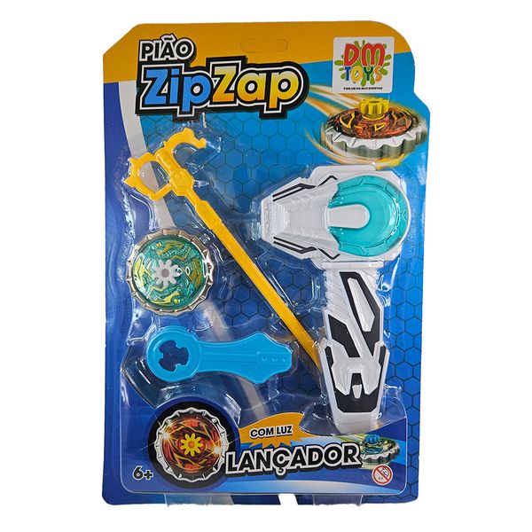 PIÃO ZIP ZAP COM LUZ LANÇADOR - verde - DM Toys