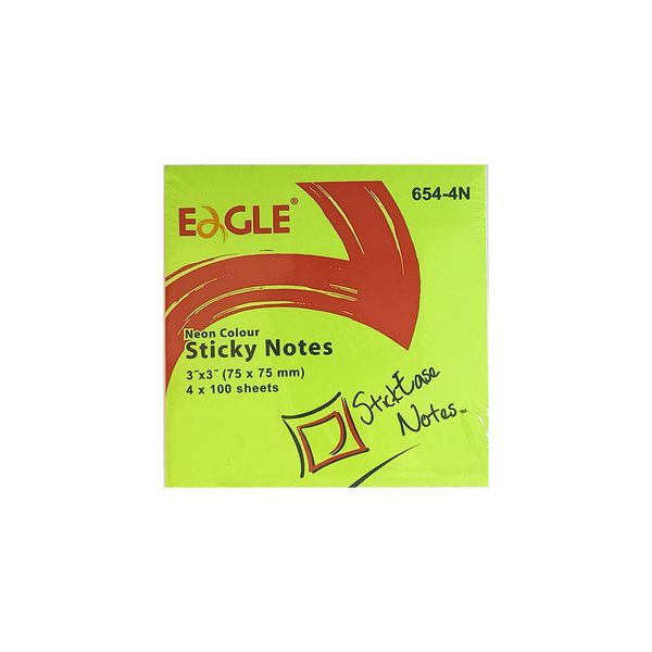 BLOCO DE NOTAS 654-4N EAGLE NEON C/4 CORES 75X75mm