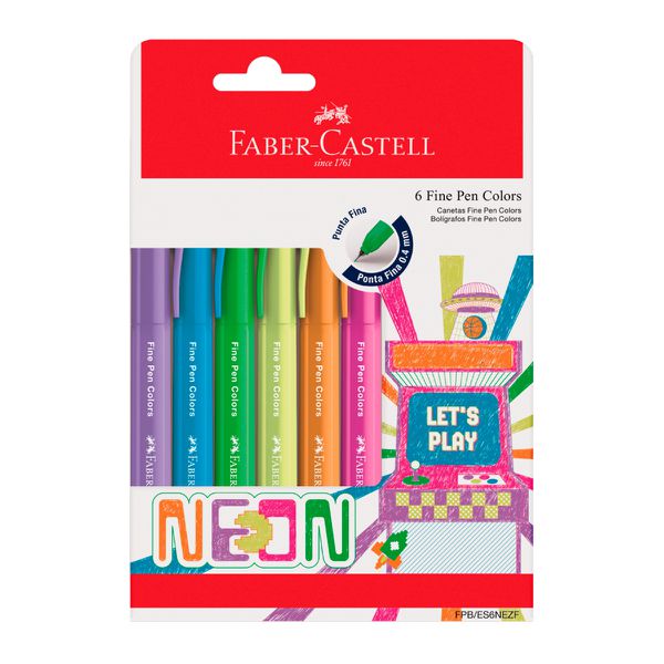 CANETA FINE PEN - NEON C/6 FABER CASTELL