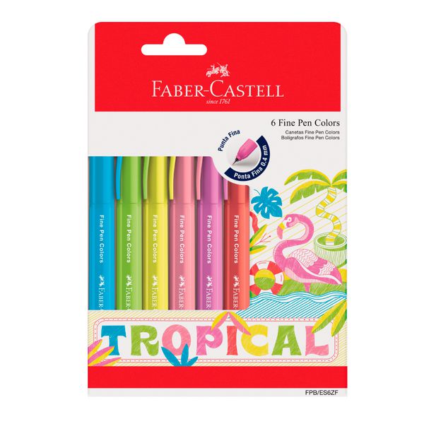 CANETA FINE PEN - TROPICAL C/6 FABER CASTELL