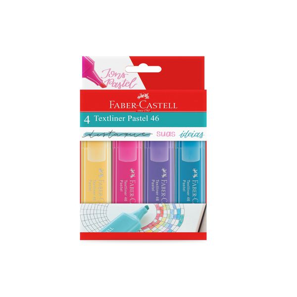 MARCA TEXTO C/4 CORES PASTEL FABER CASTELL