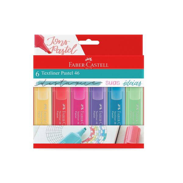 MARCA TEXTO C/6 CORES PASTEL FABER CASTELL