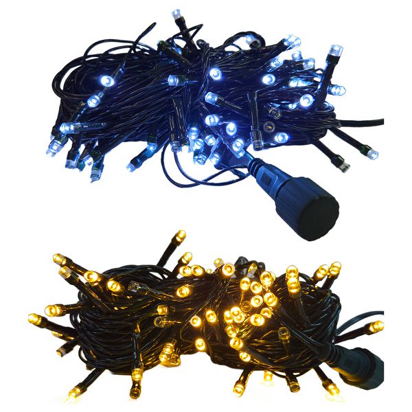 CORDÃO 100 LEDs C/20 STROBOS BRANCO 10 METROS - 127V