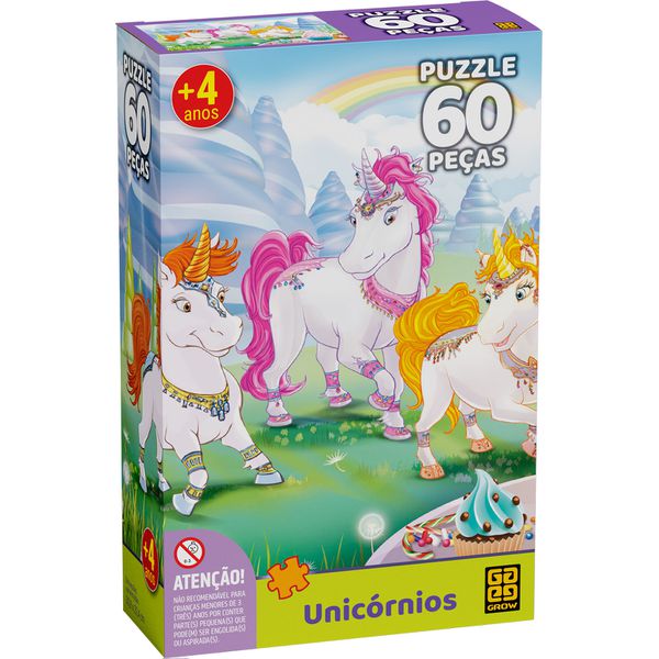 QUEBRA CABEÇA UNICORNIOS 60 PEÇAS - GROW 