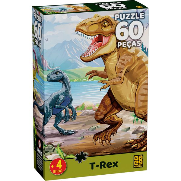 QUEBRA CABEÇA T-REX 60 PEÇAS - GROW
