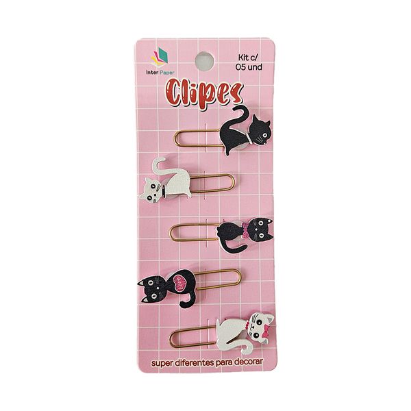 CUTE CLIPES ANIMAIS C/5 UNIDS - GATO 1