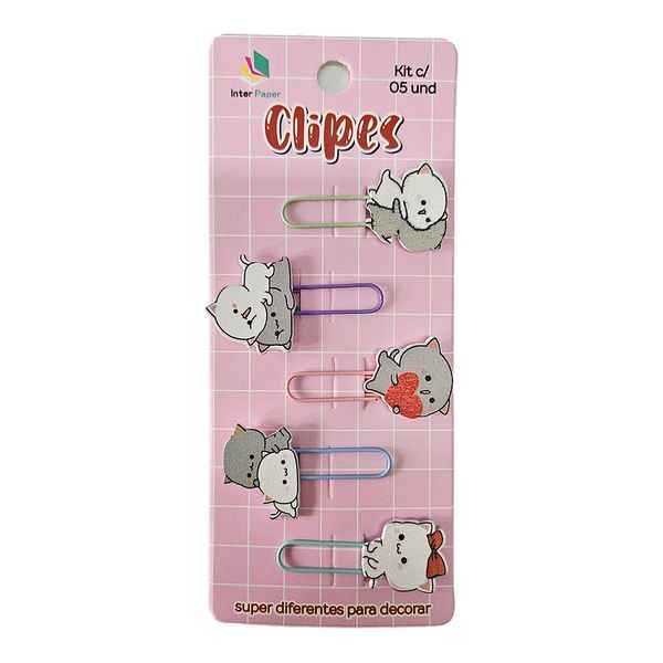 CUTE CLIPES ANIMAIS C/5 UNIDS - GATO 2