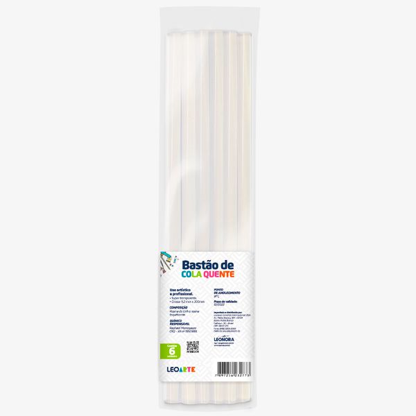 BASTÃO DE COLA QUENTE GROSSO C/ 6 BASTOES LEOARTE