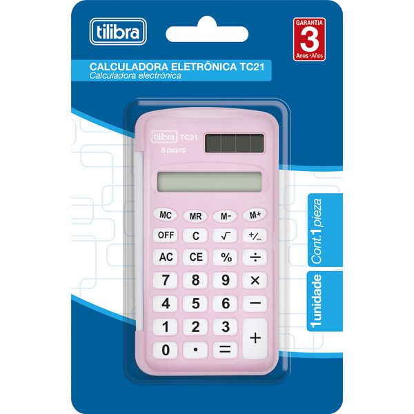 CALCULADORA DE BOLSO TILIBRA TC21 COR ROSA
