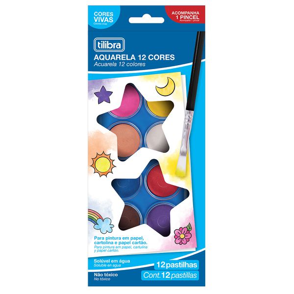 AQUARELA EM PASTILHA TILIBRA 12 CORES