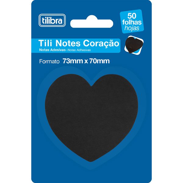 BLOCO ADESIVO TILINOTES CORAÇÃO COR PRETA TILIBRA 50 FLS
