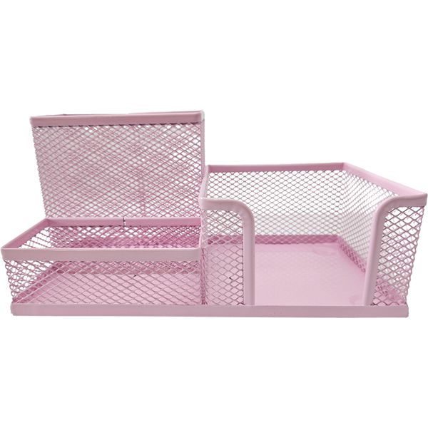 ORGANIZADOR DE MESA EM METAL ROSA P/ ESCRITÓRIO VMP