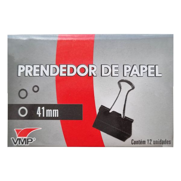 PRENDEDOR DE PAPEL 41MM C/12UN PRETO VMP