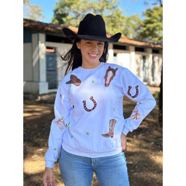 Moletom Feminino Country Life - Branco