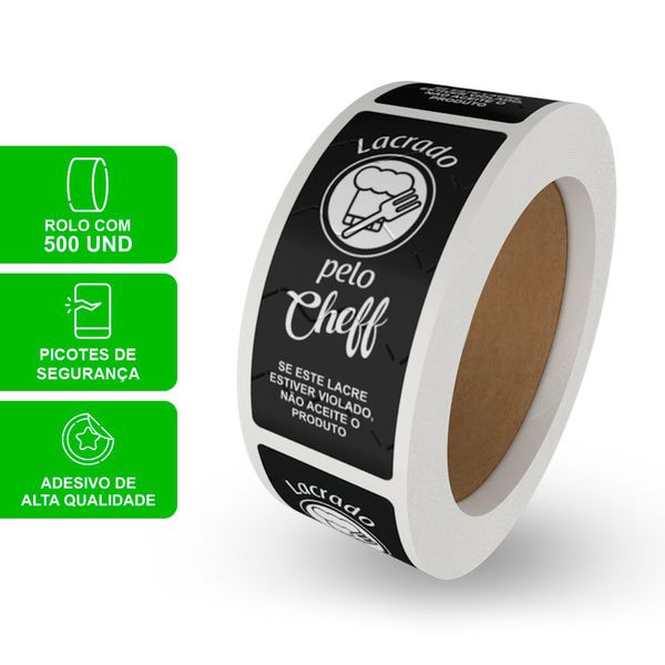 ETIQUETA LACRE DE SEGURANÇA CHEFF PRETA - ROLO COM... - SACO & SACOLA