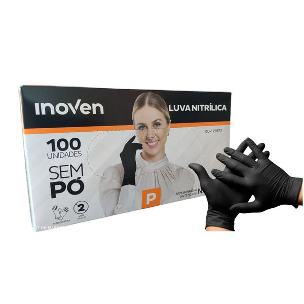 LUVA NITRÍLICA PRETA TAMANHO P - 100 UNIDADES - MI... - SACO & SACOLA