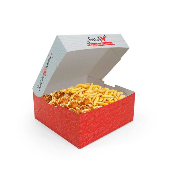 CAIXA PARA FRITURAS DELIVERY MÉDIA RED GOURMET - 5... - SACO & SACOLA