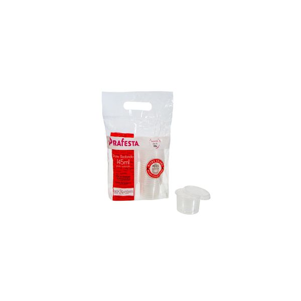 POTE REDONDO PRAFESTA COM TAMPA 145ML - 24 UNIDADE... - SACO & SACOLA