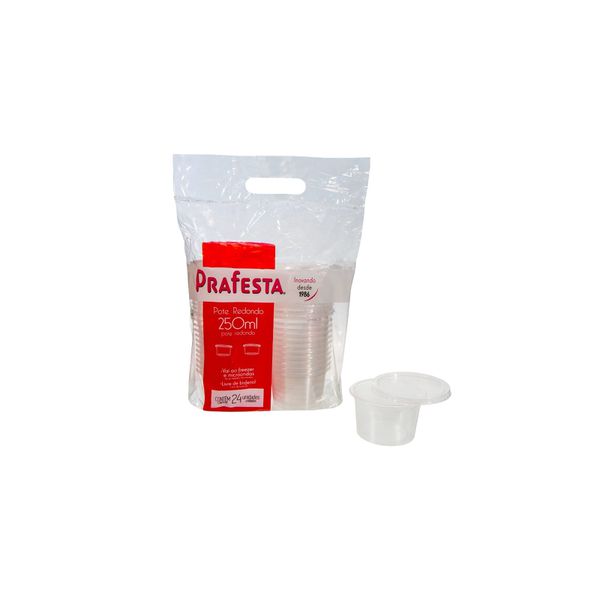 POTE REDONDO PRAFESTA COM TAMPA 250ML - 24 UNIDADE... - SACO & SACOLA