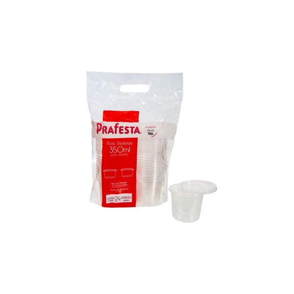 POTE REDONDO PRAFESTA COM TAMPA 350ML - 24 UNIDADE... - SACO & SACOLA