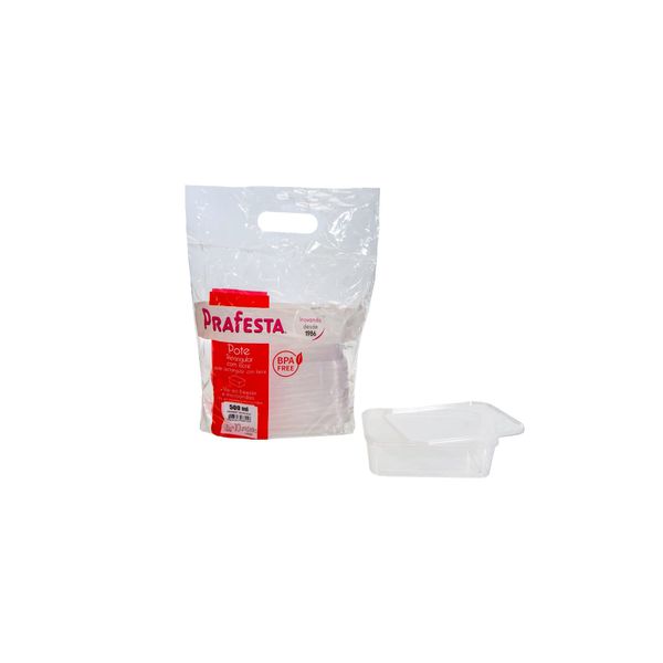 POTE RETANGULAR PRAFESTA COM LACRE 500ML - 10 UNID... - SACO & SACOLA