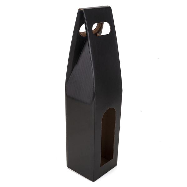 CAIXA PRESENTE CARTONADA PRETA P/ GARRAFA 90X390X9... - SACO & SACOLA