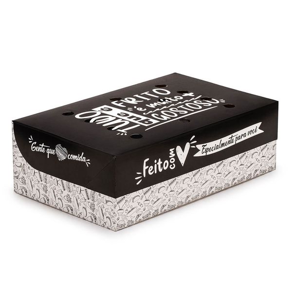 CAIXA PARA FRITURAS DELIVERY EXTRA GRANDE BLACK GO... - SACO & SACOLA