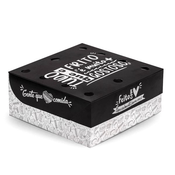 CAIXA PARA FRITURAS DELIVERY MÉDIA BLACK GOURMET -... - SACO & SACOLA