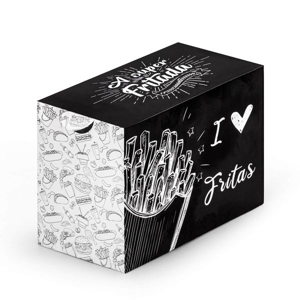 CAIXA PARA BATATA FRITA DELIVERY BLACK GOURMET - 5... - SACO & SACOLA