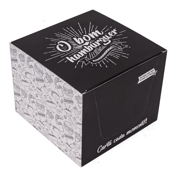 CAIXA LANCHE HAMBURGUER EXTRA GRANDE BLACK GOUMERT... - SACO & SACOLA