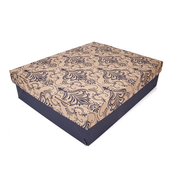 CAIXA P/ BOLO 42X35X12 - ARABESCO FLORAL AZUL - BL... - SACO & SACOLA