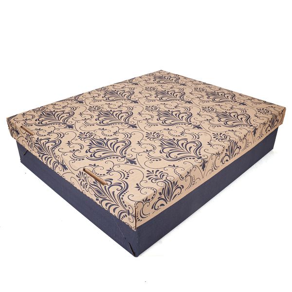 CAIXA P/ BOLO - 52X43X12 - ARABESCO FLORAL AZUL - ... - SACO & SACOLA