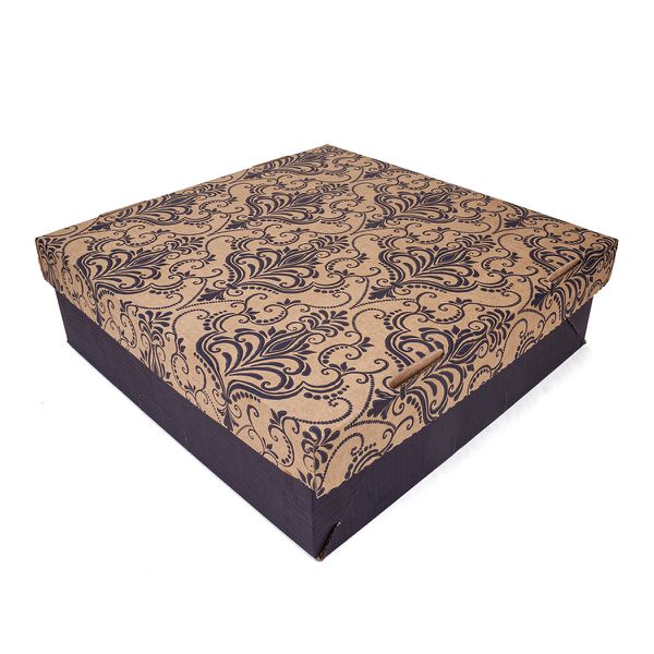 CAIXA P/ BOLO 39,5X39,5X12 - ARABESCO FLORAL AZUL ... - SACO & SACOLA
