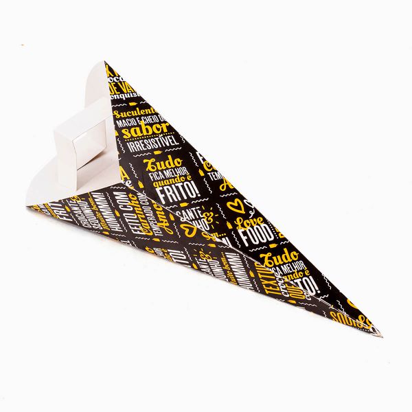 EMBALAGEM CONE COM SUPORTE DE MOLHOS BLACK YELLOW ... - SACO & SACOLA